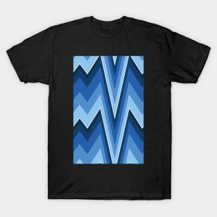 Bargello flame stitch prongs blue T-Shirt